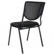 Chaise visiteur T401, chaise de conférence empilable, tissu/textile - siège noir, pieds noirs
