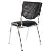 Chaise visiteur T401, chaise de conférence empilable, tissu/textile - siège noir, pieds chromés