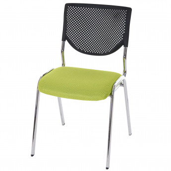 Chaise visiteur T401, chaise de conférence empilable, tissu/textile - siège vert, pieds chromés