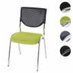 Chaise visiteur T401, chaise de conférence empilable, tissu/textile - siège vert, pieds chromés