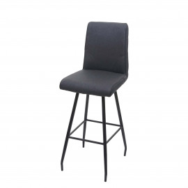 Tabouret de bar HWC-H72, tabouret de comptoir, repose-pieds tissu/textile en acier - gris foncé