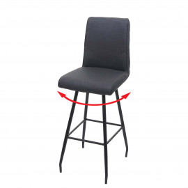 Tabouret de bar HWC-H72, tabouret de comptoir, repose-pieds tissu/textile en acier - gris foncé
