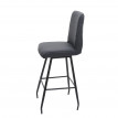 Tabouret de bar HWC-H72, tabouret de comptoir, repose-pieds tissu/textile en acier - gris foncé