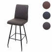 Tabouret de bar HWC-H72, repose-pieds tissu/textile en acier - gris-brun