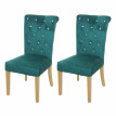 2x chaise de salle à&nbsp; manger HWC-D22, chaise de cuisine, velours riveté - vert foncé, pieds dorés