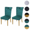 2x chaise de salle à&nbsp; manger HWC-D22, chaise de cuisine, velours riveté - vert foncé, pieds dorés