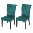 2x chaise à&nbsp; manger HWC-D22, chaise de cuisine, velours riveté - vert foncé, pieds noirs