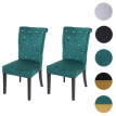2x chaise à&nbsp; manger HWC-D22, chaise de cuisine, velours riveté - vert foncé, pieds noirs