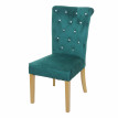 Chaise de salle à&nbsp; manger HWC-D22, chaise de cuisine, velours riveté - vert foncé, pieds dorés