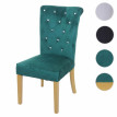 Chaise de salle à&nbsp; manger HWC-D22, chaise de cuisine, velours riveté - vert foncé, pieds dorés