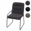 Chaise de salle à&nbsp; manger HWC-H45, chaise de cuisine chaise rembourrée, métal - tissu/textile gris foncé