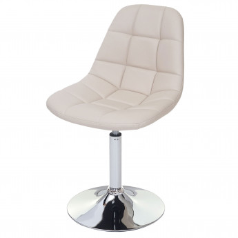 Chaise de salle à  manger HWC-A60, chaise pivotante, design rétro - similicuir créme, pied chromé