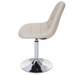 Chaise de salle à  manger HWC-A60, chaise pivotante, design rétro - similicuir créme, pied chromé
