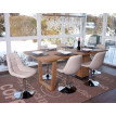 Chaise de salle à  manger HWC-A60, chaise pivotante, design rétro - similicuir créme, pied chromé