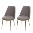 2x chaise de salle à manger HWC-H28, chaise de cuisine, métal - couleur taupe, pieds dorés, similicuir