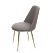 2x chaise de salle à manger HWC-H28, chaise de cuisine, métal - couleur taupe, pieds dorés, similicuir