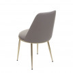 2x chaise de salle à manger HWC-H28, chaise de cuisine, métal - couleur taupe, pieds dorés, similicuir