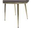 2x chaise de salle à manger HWC-H28, chaise de cuisine, métal - couleur taupe, pieds dorés, similicuir