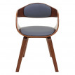 Chaise de salle à&nbsp; manger HWC-A47, bois courbé rétro design aspect noyer - imitation cuir, gris mat