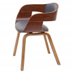 Chaise de salle à&nbsp; manger HWC-A47, bois courbé rétro design aspect noyer - imitation cuir, gris mat