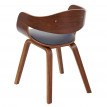 Chaise de salle à&nbsp; manger HWC-A47, bois courbé rétro design aspect noyer - imitation cuir, gris mat