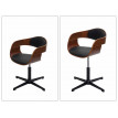 Chaise de bureau HWC-H46, réglable en hauteur, bois courbé - aspect noyer, cuir synthétique noir
