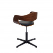 Chaise de bureau HWC-H46, réglable en hauteur, bois courbé - aspect noyer, cuir synthétique noir