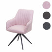 Chaise de salle à manger HWC-H73, fauteuil,avec accoudoirs, acier rétro, tissu - gris-marron