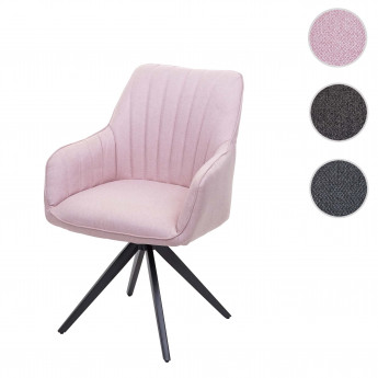 Chaise de salle à manger HWC-H73, fauteuil,avec accoudoirs, acier rétro, tissu - gris-marron