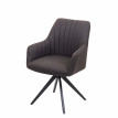 Chaise de salle à manger HWC-H73, fauteuil,avec accoudoirs, acier rétro, tissu - gris-marron