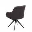 Chaise de salle à manger HWC-H73, fauteuil,avec accoudoirs, acier rétro, tissu - gris-marron