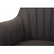 Chaise de salle à manger HWC-H73, fauteuil,avec accoudoirs, acier rétro, tissu - gris-marron