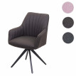 Chaise de salle à manger HWC-H73, fauteuil,avec accoudoirs, acier rétro, tissu - gris-marron