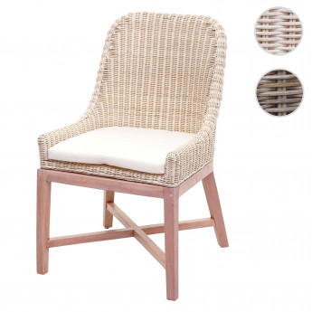 Chaise de salle à manger HWC-H12, chaise de cuisine, osier en rotin bois massif - marron