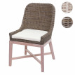 Chaise de salle à manger HWC-H12, chaise de cuisine, osier en rotin bois massif - marron