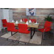 6x chaise de salle à manger Samara, chaise de cuisine à piétement luge chaise, acier - rouge