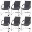 6x Chaise de salle à manger Samara, chaise cantilever, chaise de cuisine avec dossier, PVC acier - gris