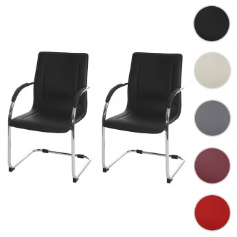 2x Chaise de salle à manger Samara, chaise cantilever, chaise de cuisine avec dossier, PVC acier&nbsp; - bordeaux