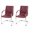 2x Chaise de salle à manger Samara, chaise cantilever, chaise de cuisine avec dossier, PVC acier&nbsp; - bordeaux