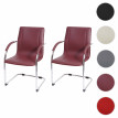 2x Chaise de salle à manger Samara, chaise cantilever, chaise de cuisine avec dossier, PVC acier&nbsp; - bordeaux