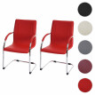 2x Chaise de salle à manger Samara, chaise cantilever, chaise de cuisine avec dossier, PVC acier - rouge