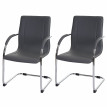 2x Chaise de salle à manger Samara, chaise cantilever, chaise de cuisine avec dossier, PVC acier&nbsp; - gris