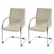 2x Chaise de salle à manger Samara, chaise cantilever, chaise de cuisine avec dossier, PVC acier&nbsp; - crème