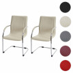 2x Chaise de salle à manger Samara, chaise cantilever, chaise de cuisine avec dossier, PVC acier&nbsp; - crème