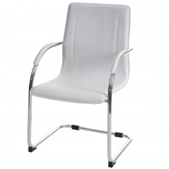 Chaise de salle à manger Samara, chaise cantilever, chaise de cuisine avec dossier, PVC acier - blanc