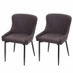 2x chaise de salle à manger HWC-H79, chaise de cuisine, fauteuil,métal, vintage - tissu / textile gris foncé