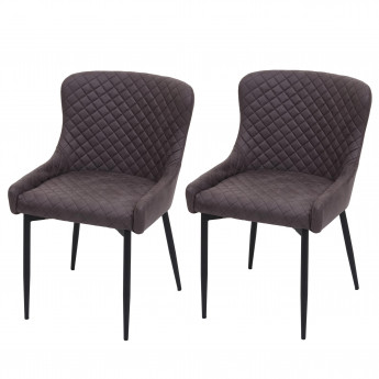 2x chaise de salle à manger HWC-H79, chaise de cuisine, fauteuil,métal, vintage - tissu / textile gris foncé