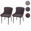 2x chaise de salle à manger HWC-H79, chaise de cuisine, fauteuil,métal, vintage - tissu / textile gris foncé