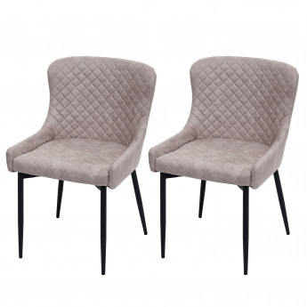 2x chaise de salle à manger HWC-H79, chaise de cuisine, fauteuil, métal, vintage - tissu / textile gris