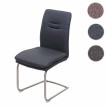 Chaise de salle à manger HWC-H70, chaise de cuisine, balancant, tissu, acier inoxydable brossé - gris-foncé